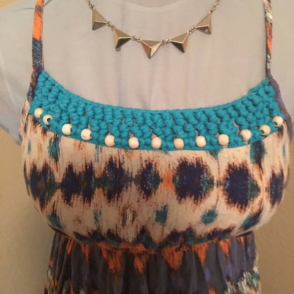 Mossimo Ikat Print Maxi Dress M - Picture 3 of 6